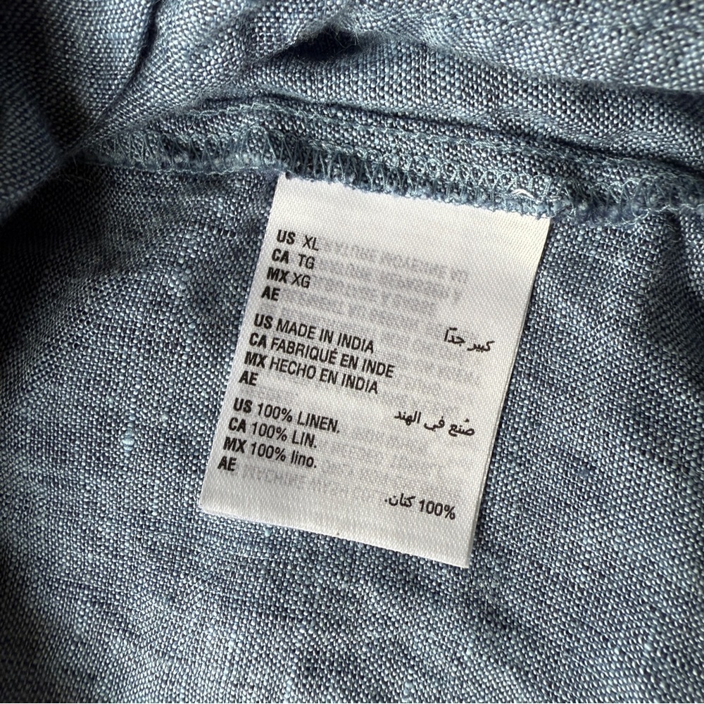 Charter Club Luxury Linen Front Tie Blue Lagenlook Top - Picture 7 of 10